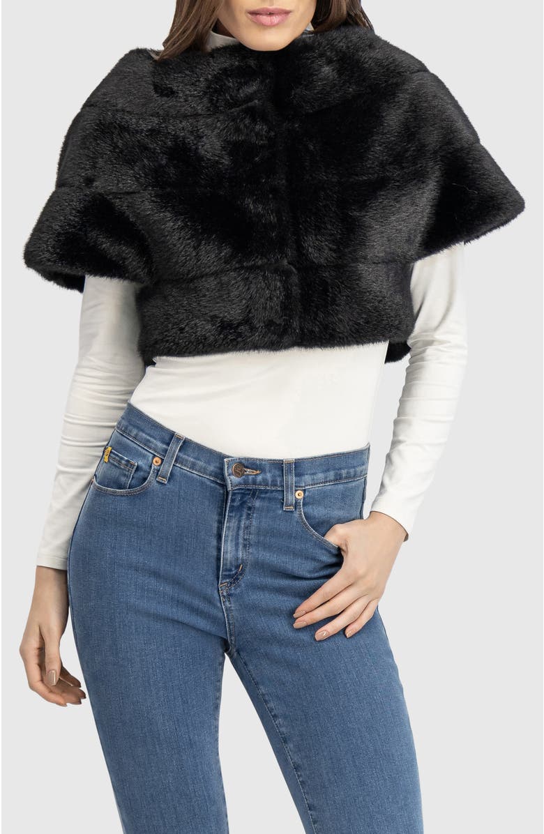 Lyla Grant Fur-Free Mink (Faux Fur) Capelet, Alternate, color, Black