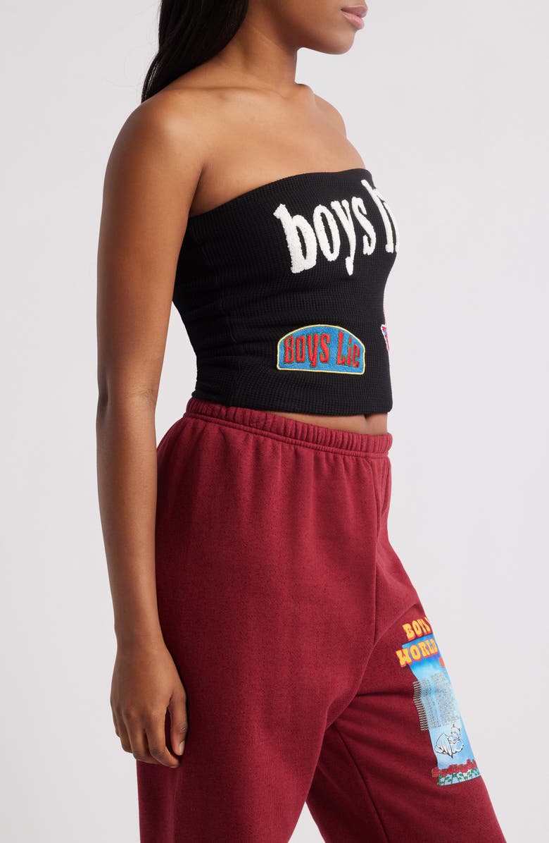 BOYS LIE Leave Them on Read Waffle Stitch Tube Top, Alternate, color,