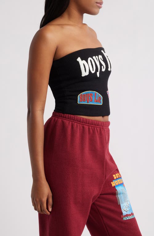 Boys Lie Leave Them On Read Waffle Stitch Tube Top In Black