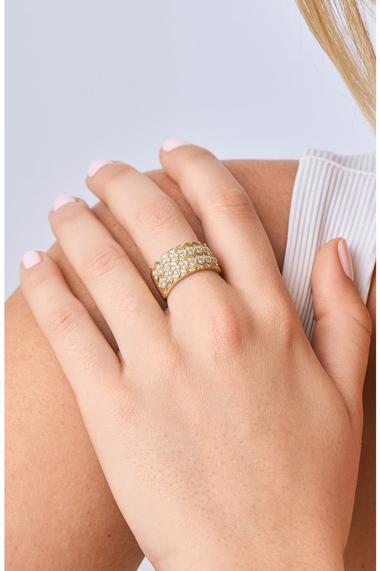 18K Gold Cleo Diamond Wide Ring (Online Trunk Show), Alternate, color, 18K YELLOW GOLD
