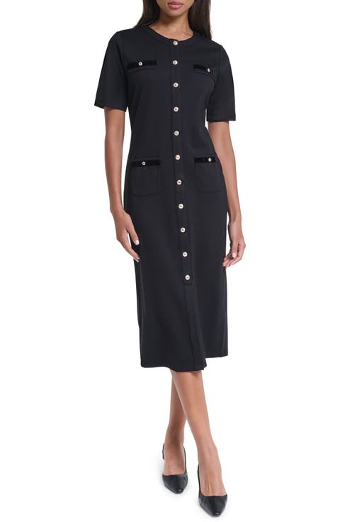 Button Front Midi Knit Dress