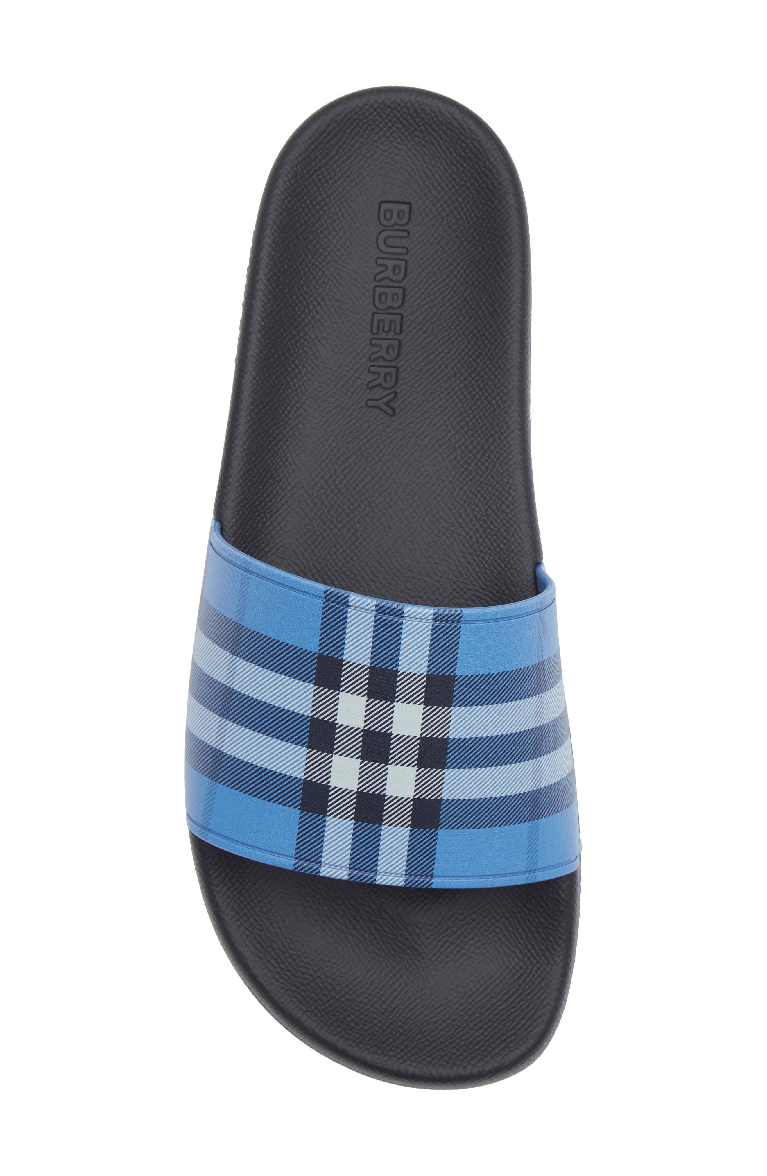 Burberry Furley Check Slide Sandal, Alternate, color, Cornflower Blu Ip Ck
