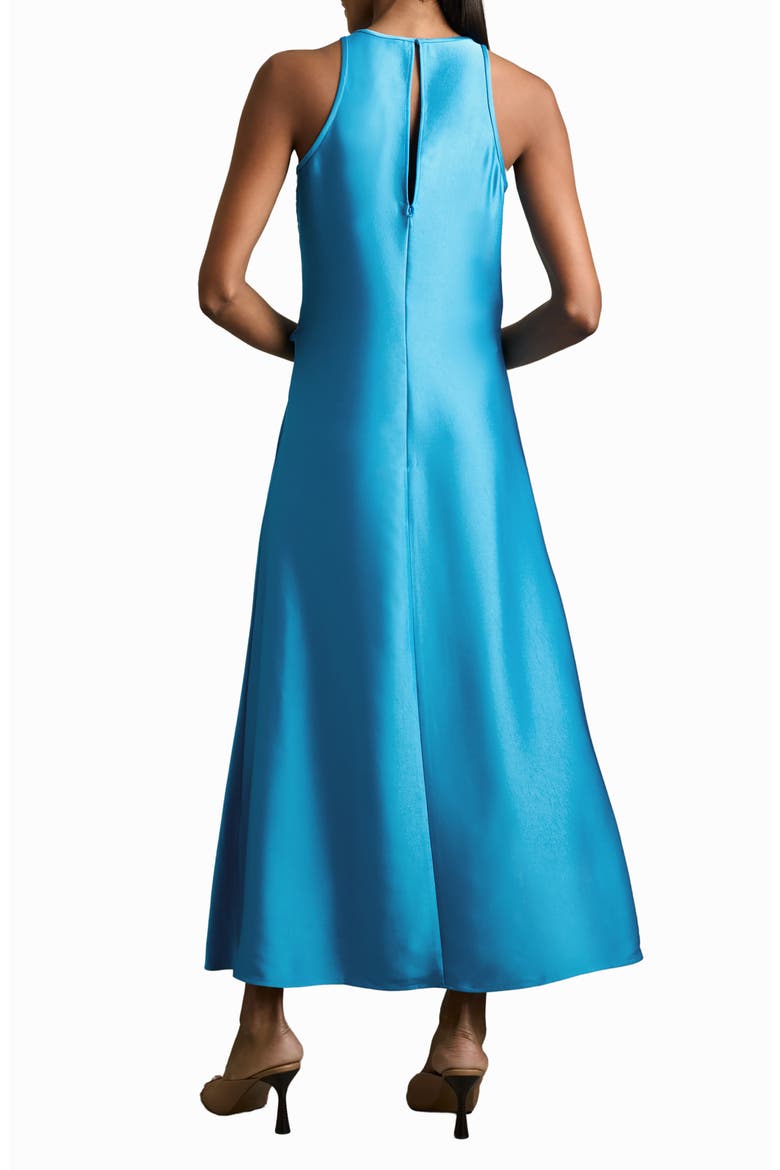 Micah Sleeveless Satin High-Low Maxi Dress, Alternate, color, BLUE