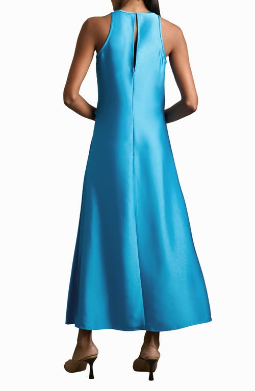 Reiss Womens Blue Micah Drape-tuck Satin Midi Dress In Blue