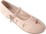 bebe Kids' Floral Embroidered Mary Jane Flat