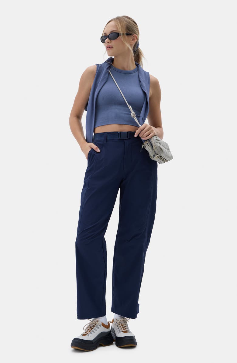 Halfdays Bastille High Waist Ripstop Pants, Alternate, color, Navy