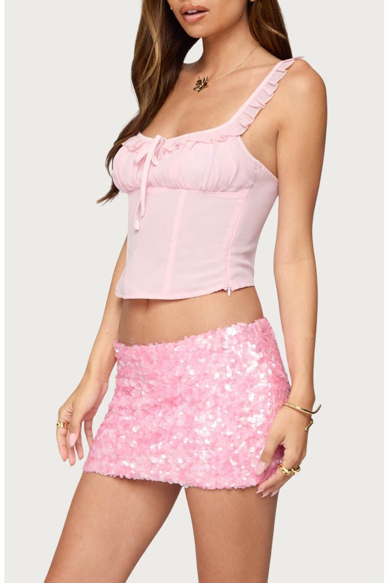 Wynne Chiffon Ruffle Corset Top, Alternate, color, LIGHT-PINK