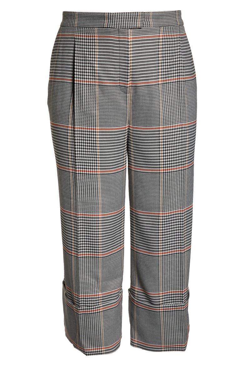 x Atlantic-Pacific Plaid Wide Leg Crop Pants, Alternate, color, BLACK PLAID