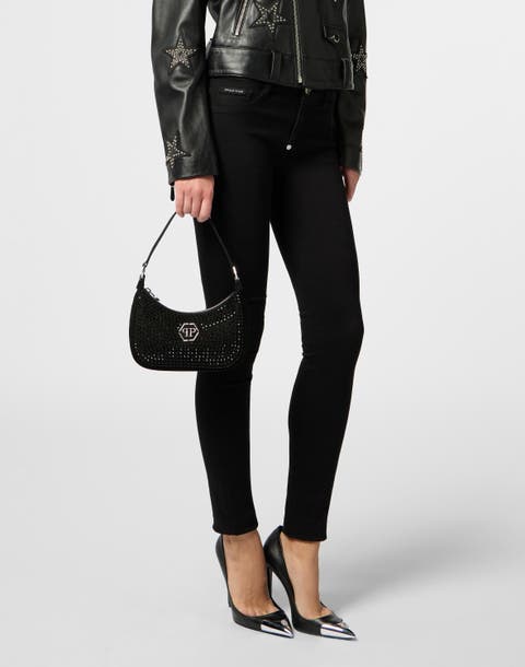 Suede Shoulder Bag All-Over Strass Women