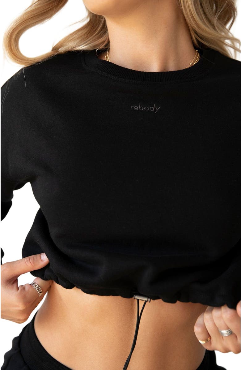 Rebody Active Rebody Puff Sleeve Crop Sweatshirt, Alternate, color, Metropolis Black/Slate