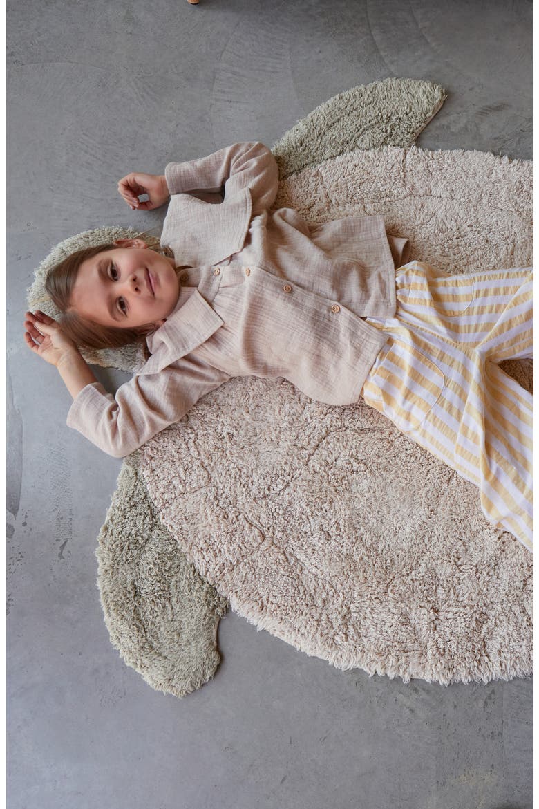 Sea Turtle Washable Recycled Cotton Blend Rug, Alternate, color, NATURAL OLIVE