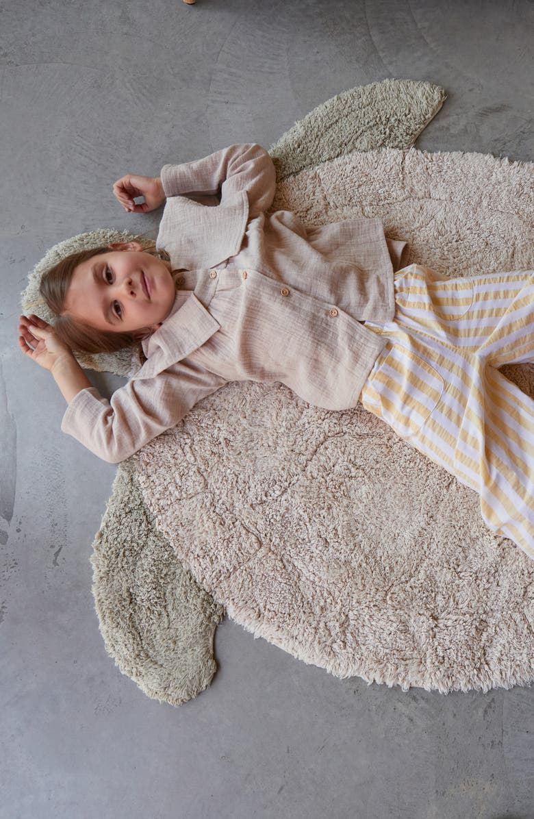 Lorena Canals Sea Turtle Washable Recycled Cotton Blend Rug, Alternate, color, Natural Olive