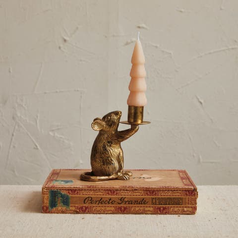 Cast Aluminum Mouse Taper Candleholder