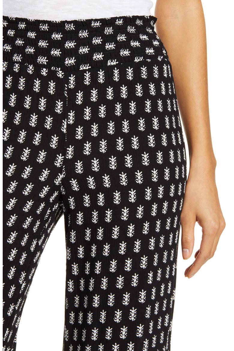 Delhi Ditsy Smock Waist Wide Leg Pants, Alternate, color, BLACK