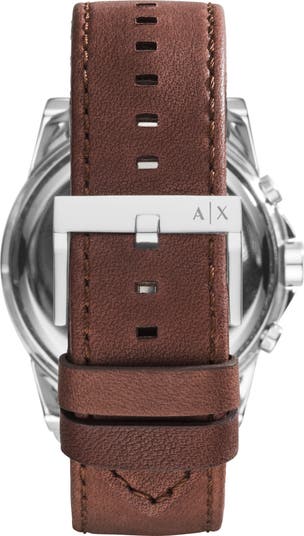 Chronograph Leather Strap Watch, 45mm