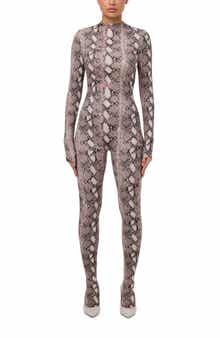 Naked Wardrobe Animal Print Closed Toe Jumpsuit