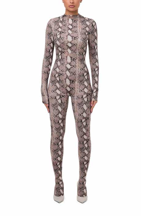 Naked Wardrobe Animal Print Closed Toe Jumpsuit