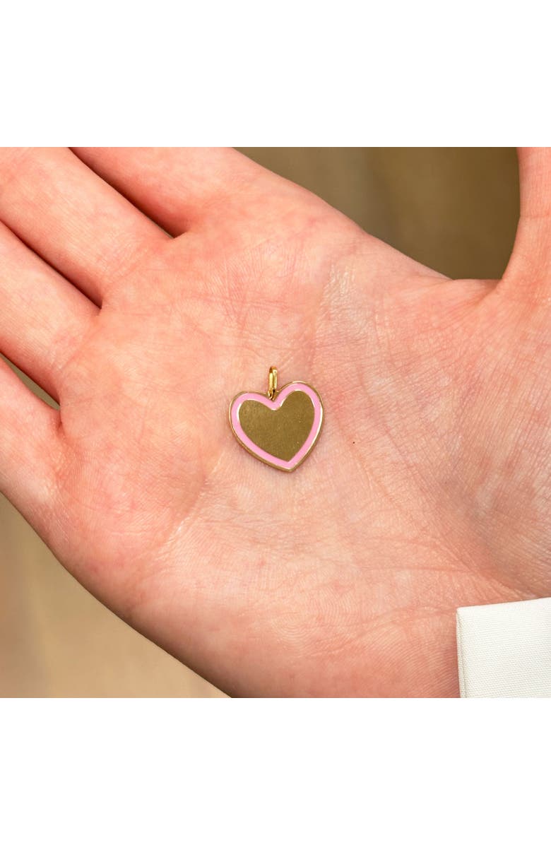 The Lovery Fine Jewelry Pink Enamel Golden Heart Charm, Alternate, color, Pink