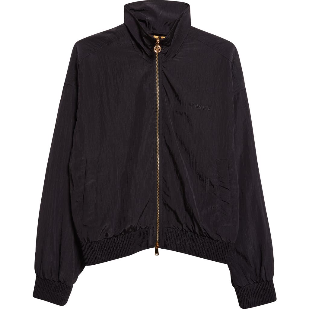 Versace Crushed Technical Blosuon Jacket In Black