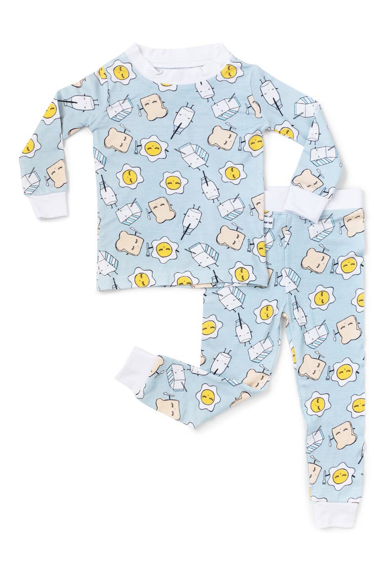 Breakfast Buddies Fitted Two-Piece Pajamas, Main, color, BLUE