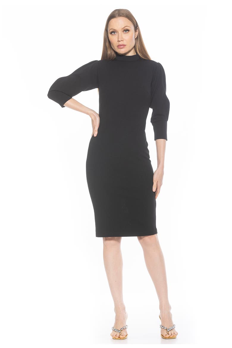 Logan Mock Neck Sheath Dress, Alternate, color, BLACK