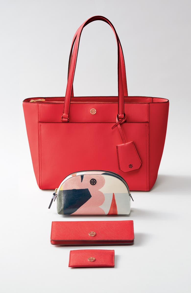 Tory Burch Robinson Leather Card Case, Alternate, color, 