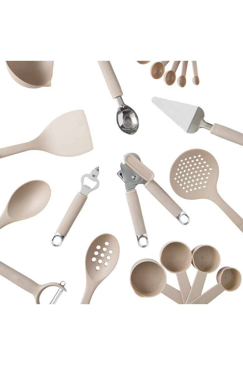 Nylon Kitchen Gadget & Tool Set with Spatulas and Ladle, Alternate, color, Taupe