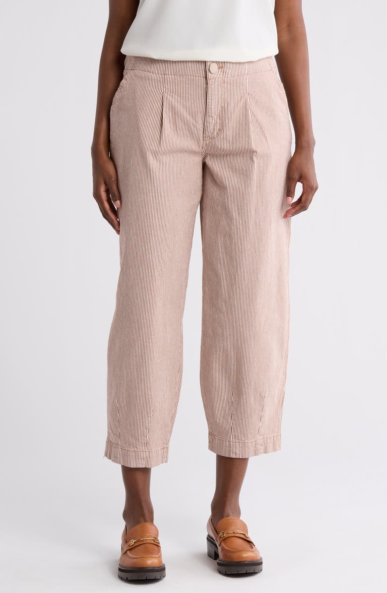 Democracy Railroad Stripe Barrel Leg Pants, Main, color, Cf - Coffee Stripe