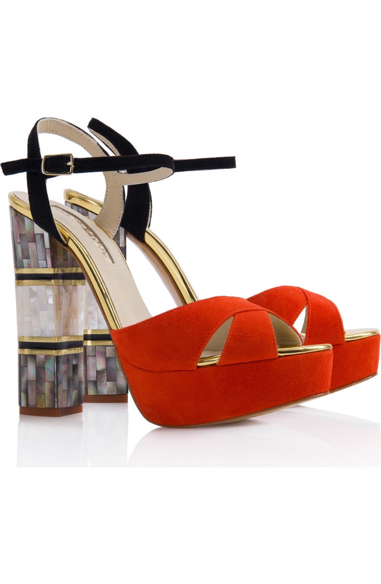 Freya Rose Suki Ankle Strap Pearl Heel Sandal, Alternate, color, Red