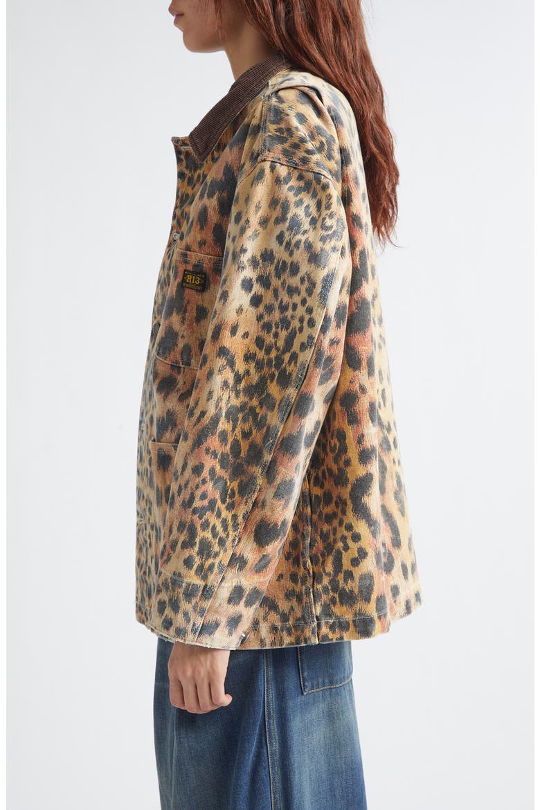 Relaxed Leopard Print Chore Jacket, Alternate, color, VINTAGE ORANGE LEOPARD