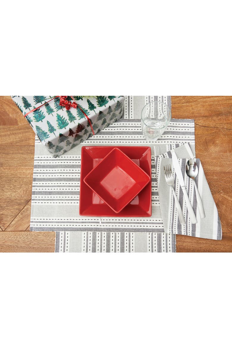 Warner Slate Stripe Reversible Cloth Napkin, Set of 6, Main, color, Grey
