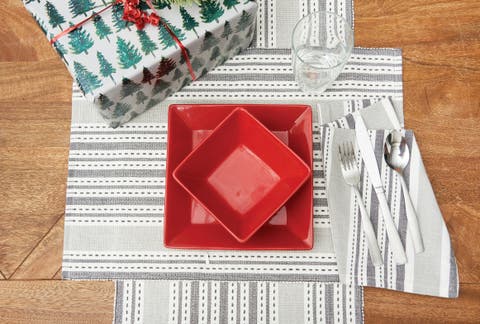 Warner Slate Stripe Reversible Cloth Napkin, Set of 6