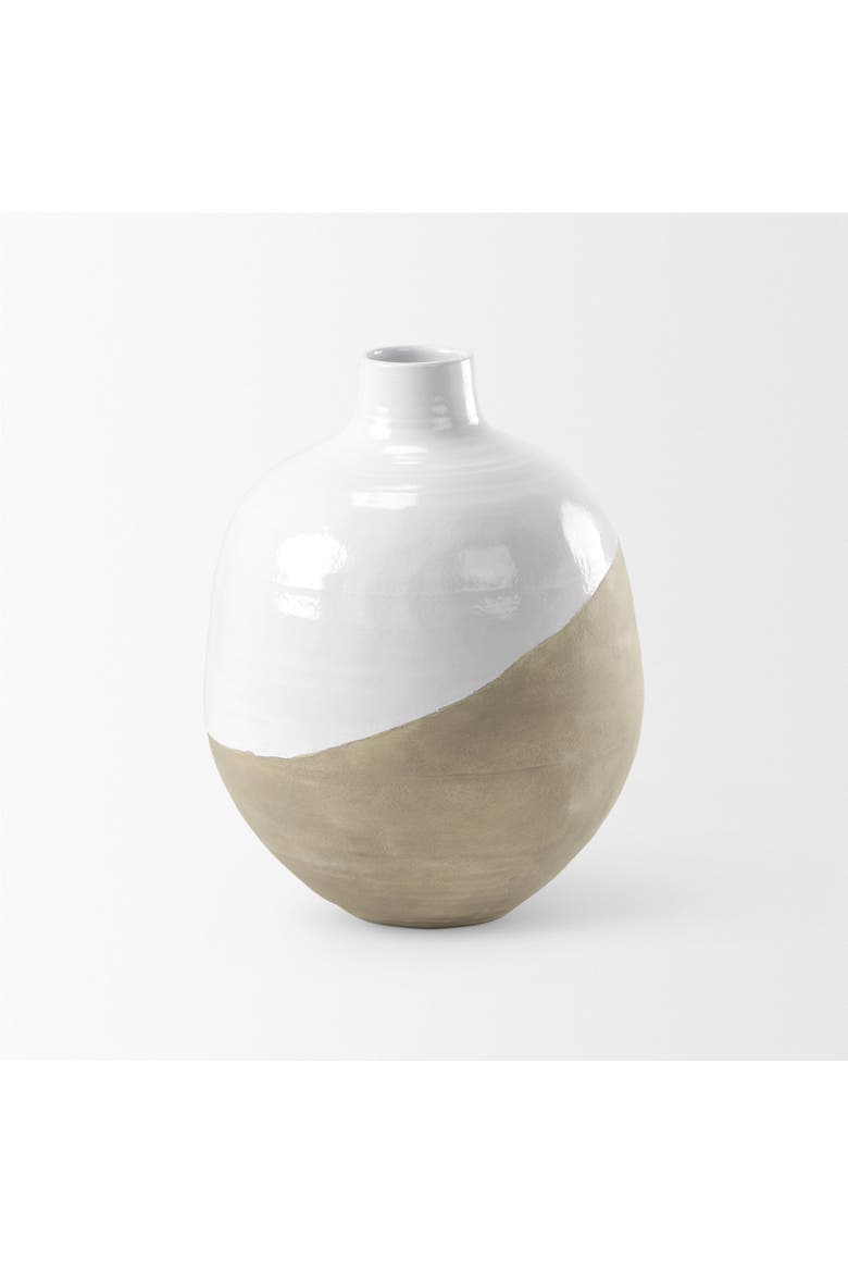 Amos Blocked Ceramic Floor Vase, Alternate, color, White