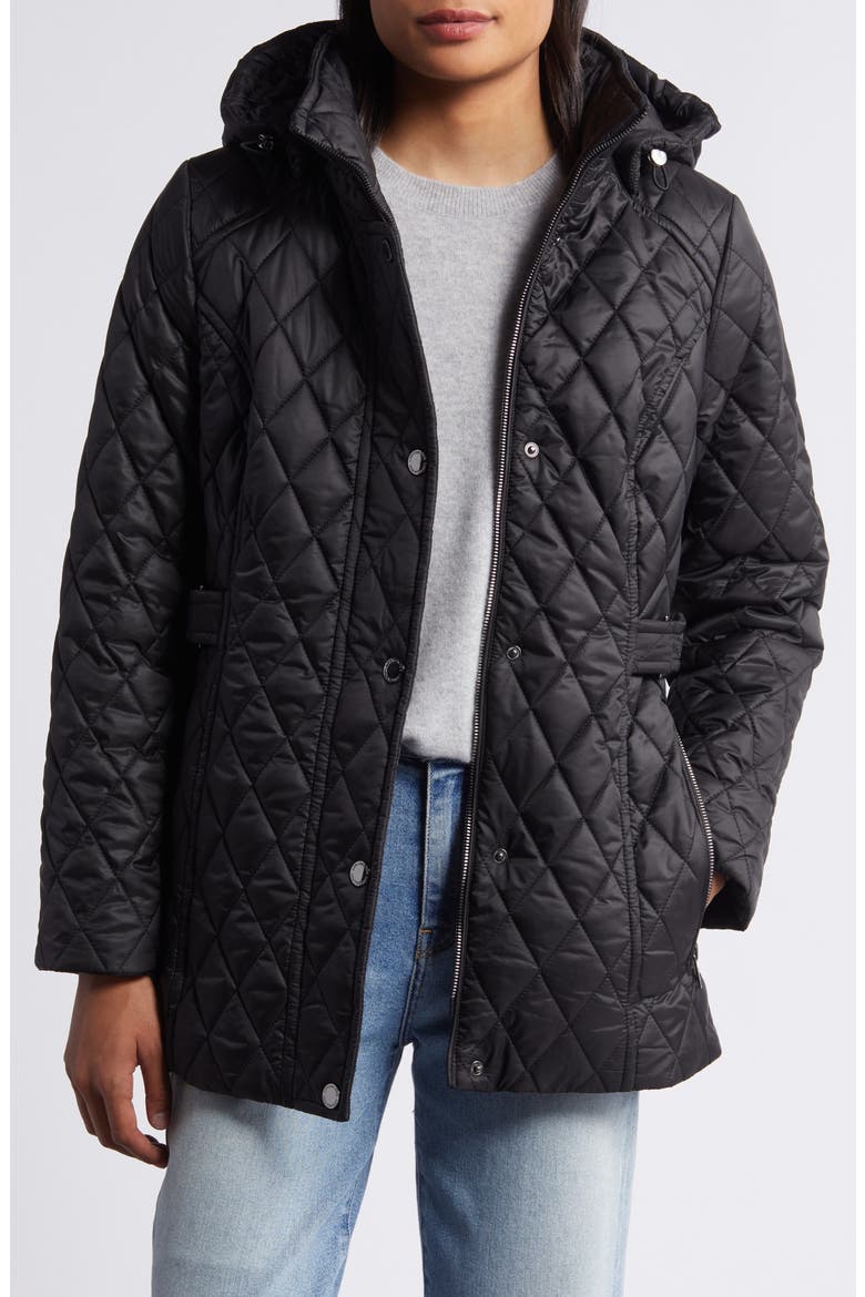 Quilted Water Resistant Jacket, Alternate, color, BLACK