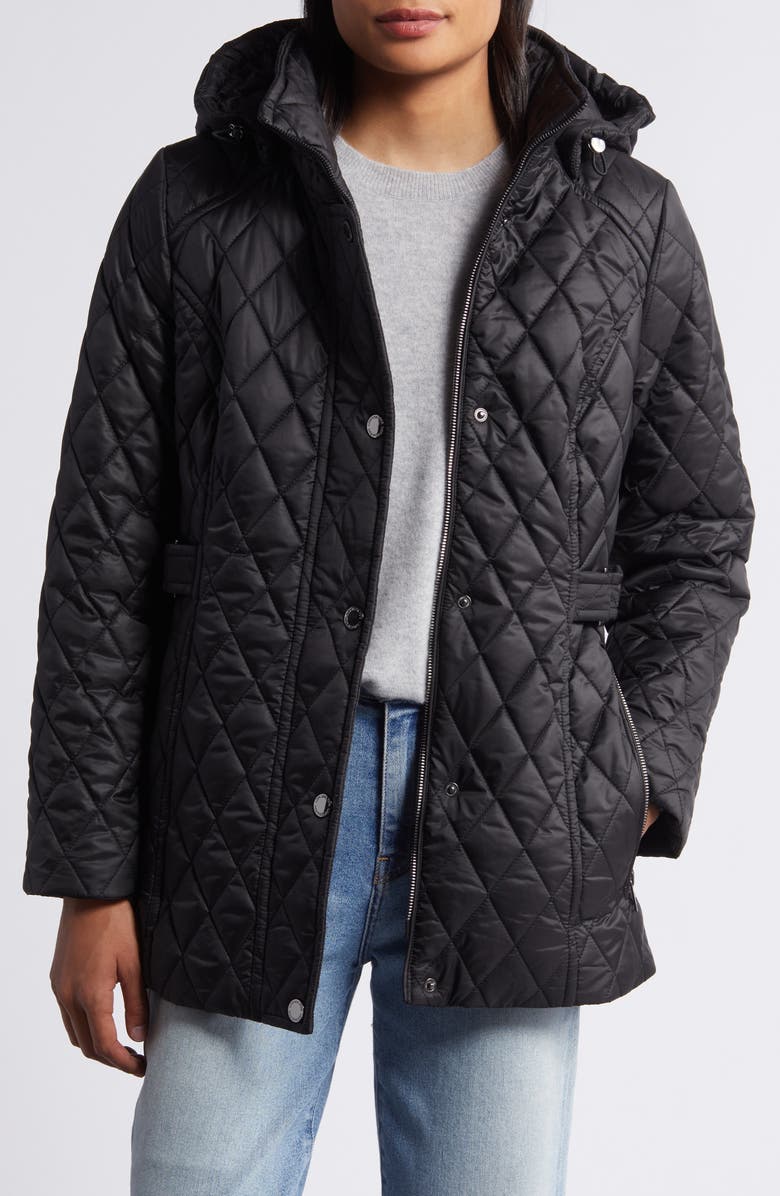 London Fog Quilted Water Resistant Jacket, Alternate, color, Black