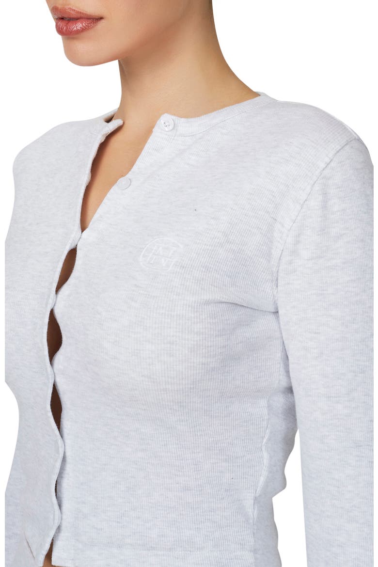 Ribbed Vintage  Buttoned Long Sleeve T-shirt, Alternate, color, Grey