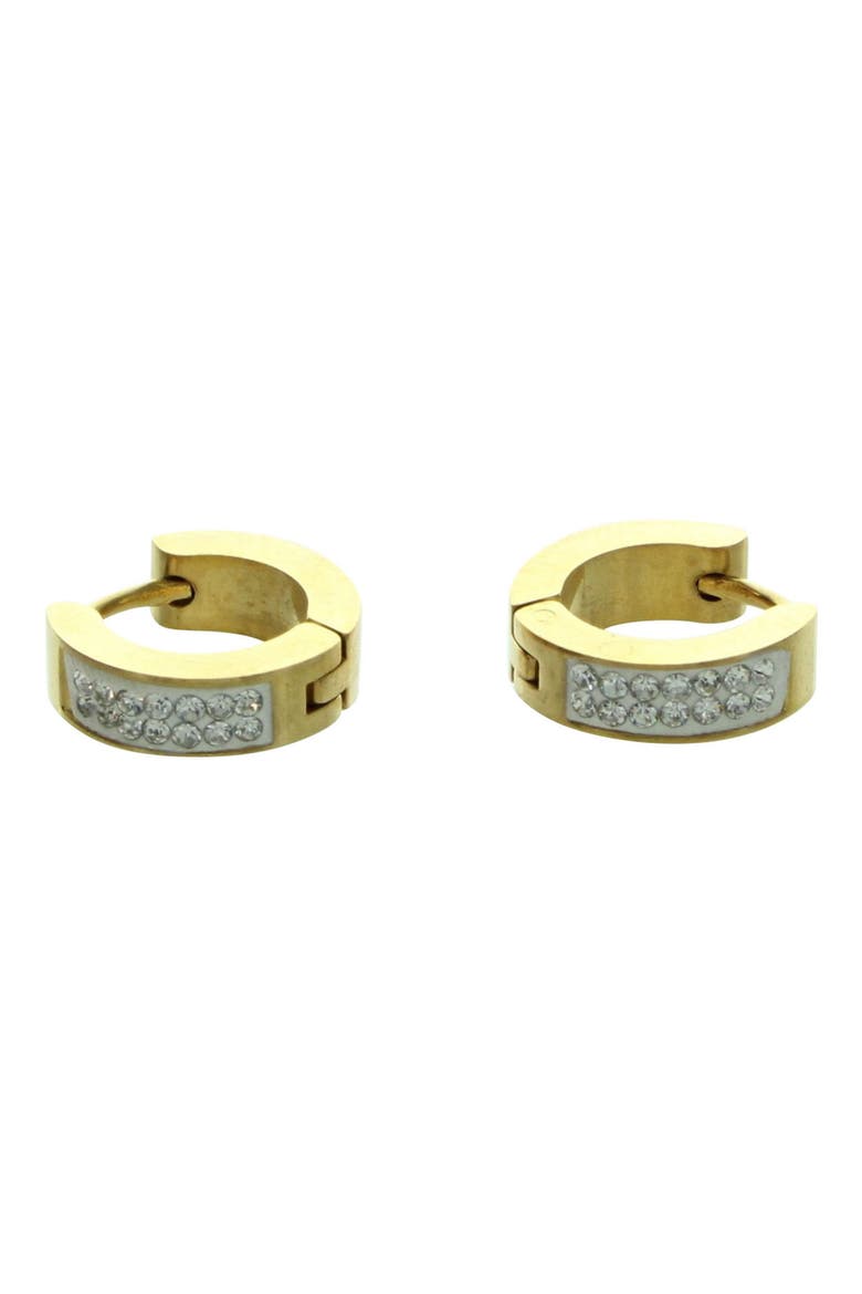 Gold Plated Crystal Huggie Hoop Earrings, Main, color, GOLD / CLEAR