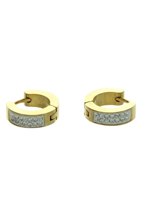 Gold Plated Crystal Huggie Hoop Earrings