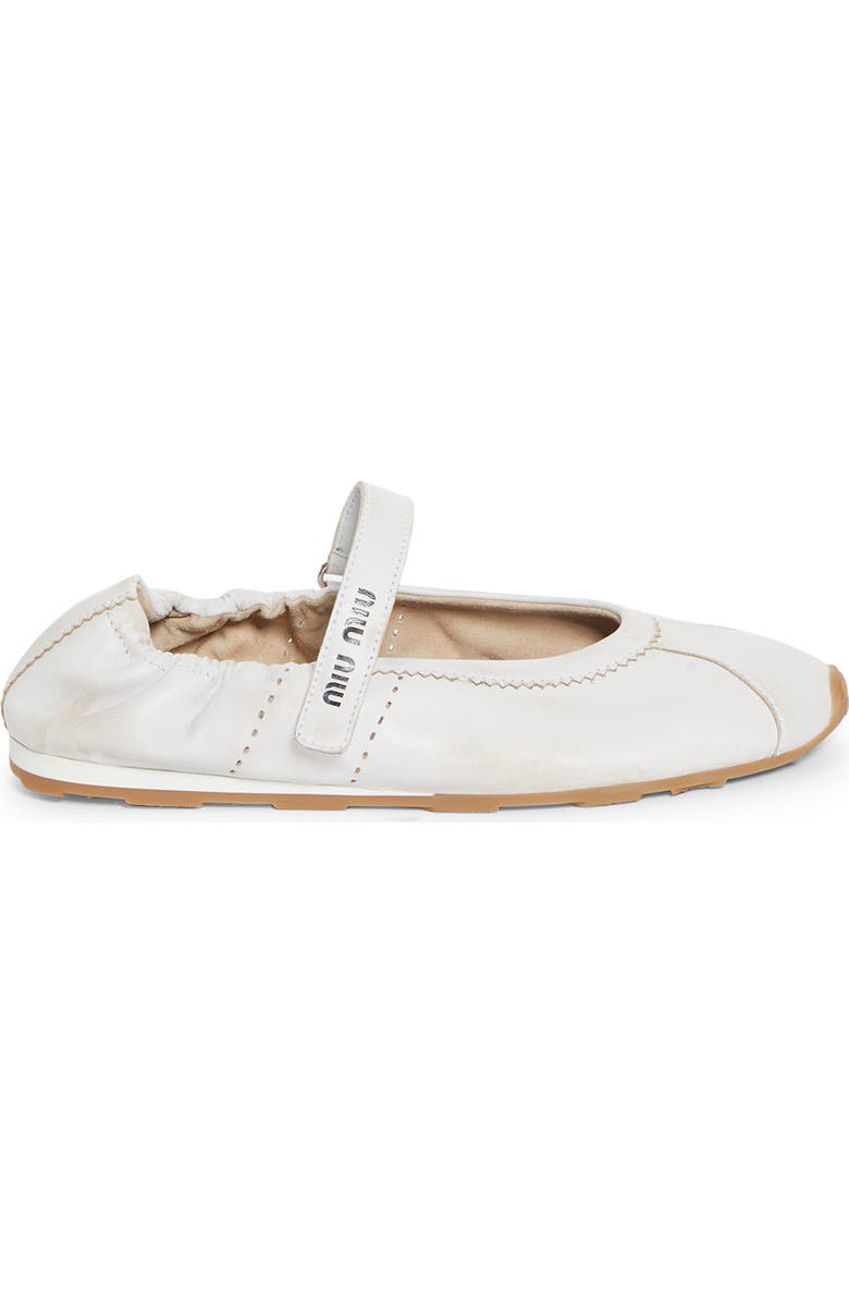 Miu Miu Plume Mary Jane Ballet Flat Sneaker, Alternate, color, Bianco