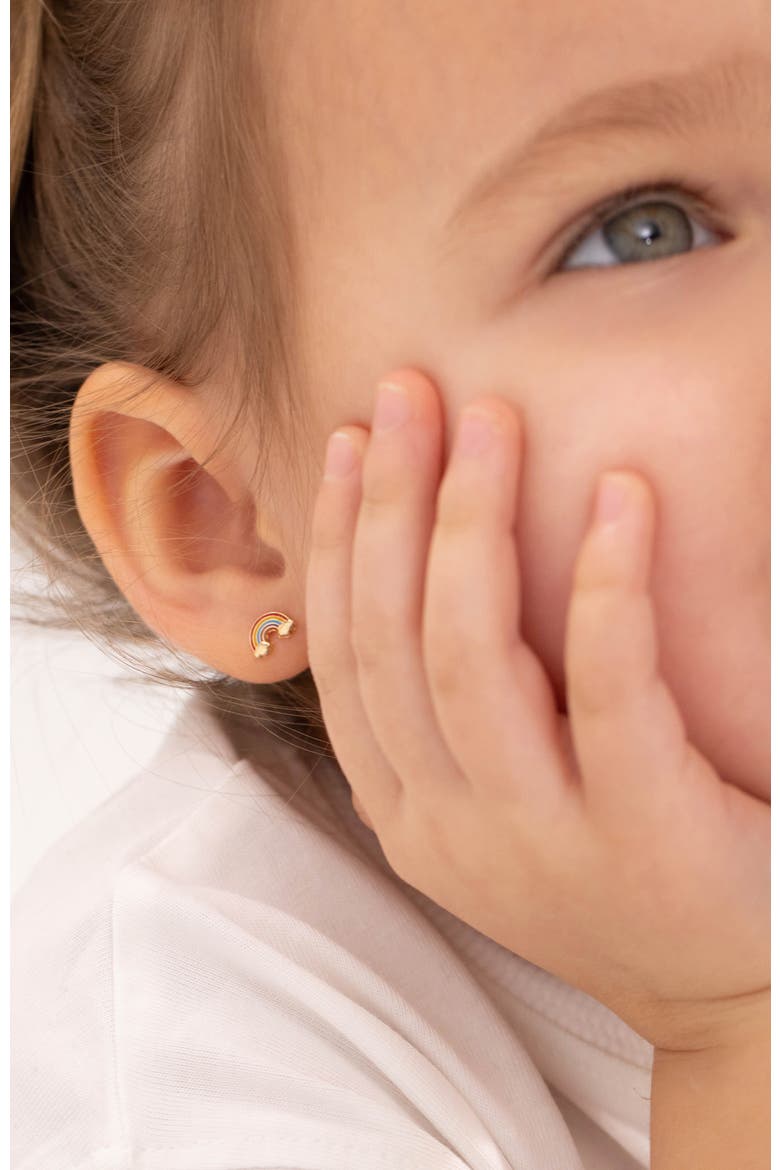 14k Enamel Rainbow Girl Earrings, Alternate, color, Multi-Color