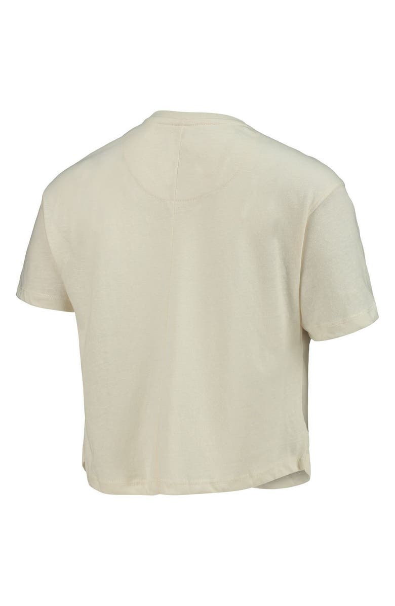 PRESSBOX Women's Pressbox Cream Alabama Crimson Tide Taylor Animal Print Cropped T-Shirt, Alternate, color,