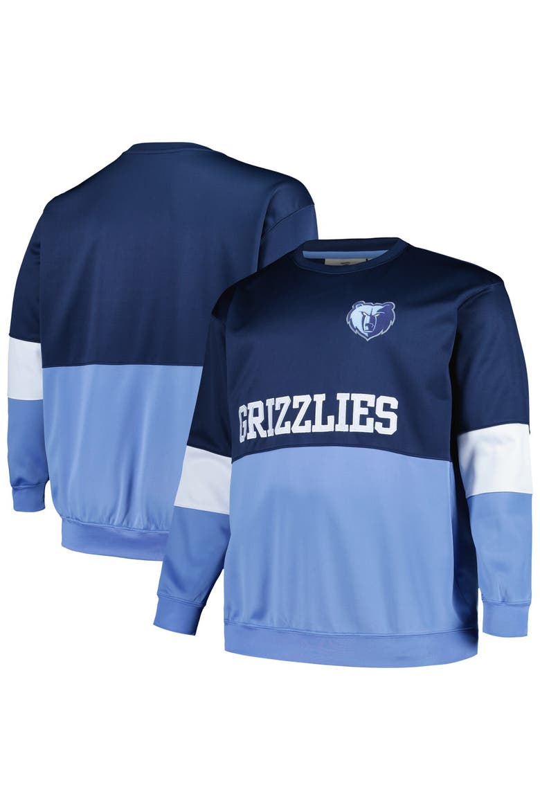 Men's Fanatics Branded Navy/Light Blue Memphis Grizzlies Big & Tall Split Pullover Sweatshirt, Alternate, color, Navy