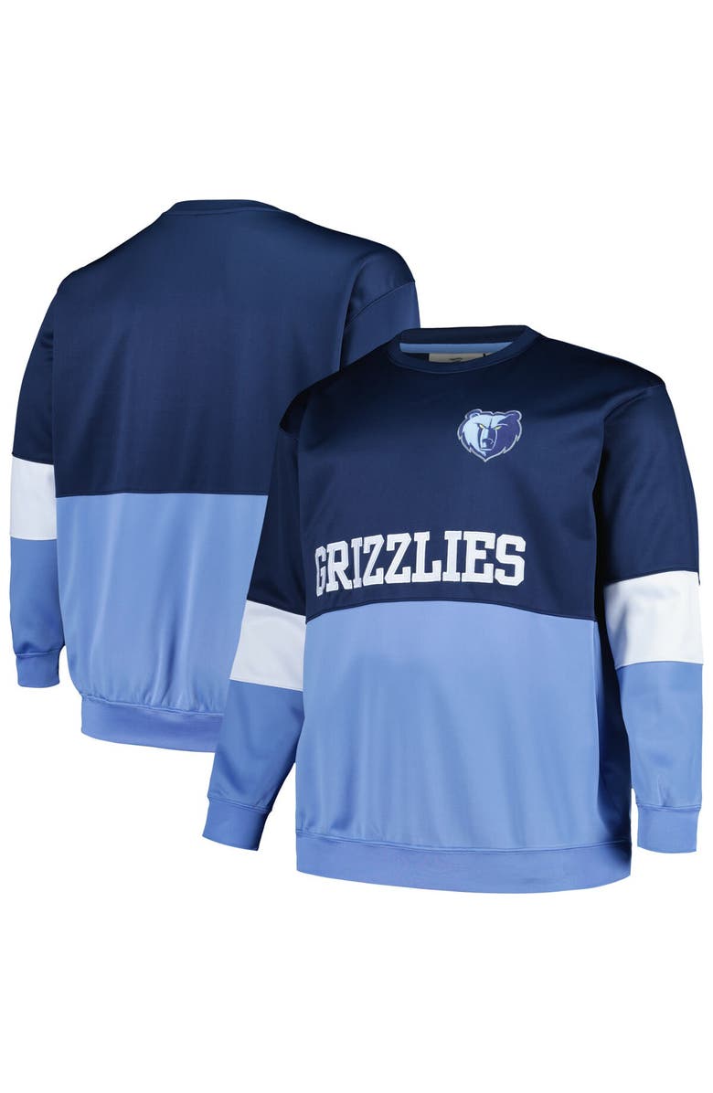 FANATICS Men's Fanatics Branded Navy/Light Blue Memphis Grizzlies Big & Tall Split Pullover Sweatshirt, Alternate, color, Navy