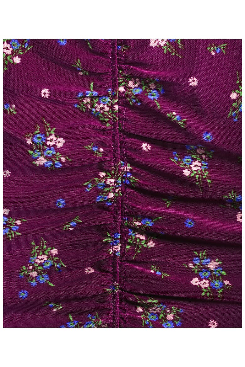 Silky Knit Ruched Maxi Dress, Alternate, color, Vivid Plum/Pear Floral
