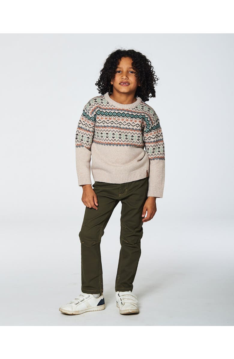 Deux par Deux Boy's Sweater With Norwegian Jacquard Beige Mix, Alternate, color, 