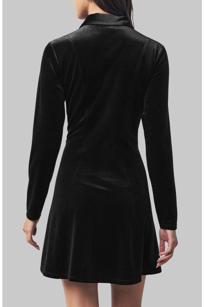 Velvet Mini Shirtdress, Alternate, color, BLACK