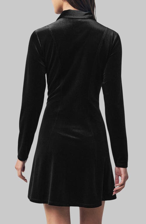 Next Velvet Mini Shirtdress In Black