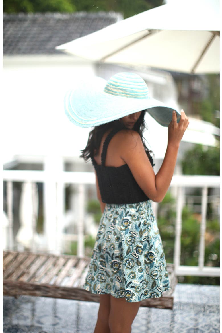 Sekar Floral Skort | High-Waisted Cotton Skirt Shorts, Alternate, color, Blue