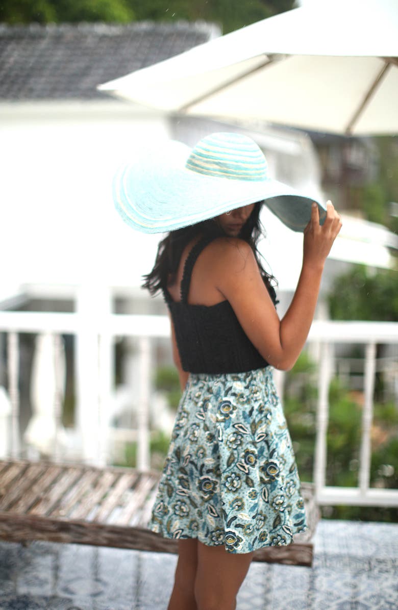 BRUNNA.CO Sekar Floral Skort | High-Waisted Cotton Skirt Shorts, Alternate, color, Blue