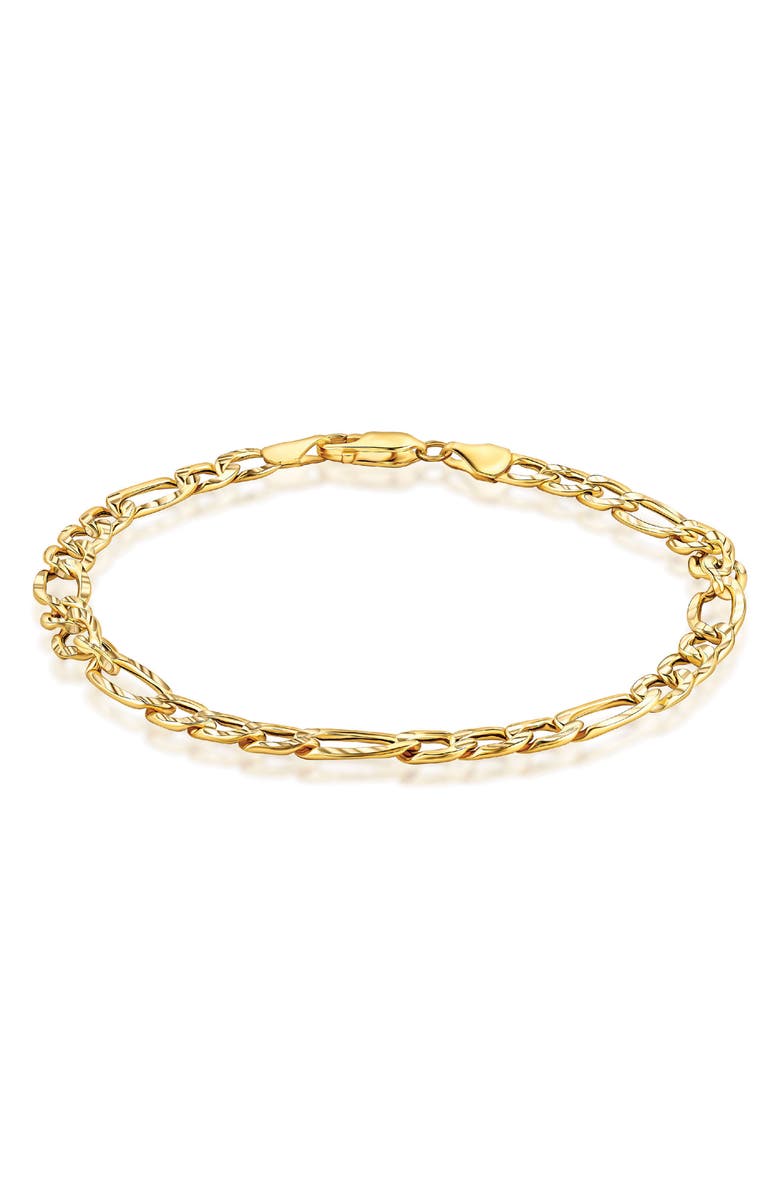 BEST SILVER Flat Figaro Link Bracelet, Main, color, 